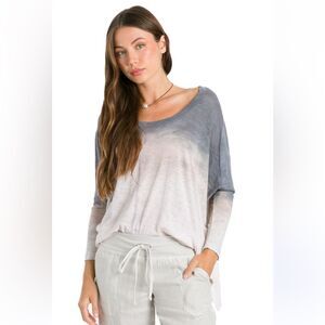 PRONTOMODA GIUSY womens size M Grey White Blue/Grey ombre Italian silk top